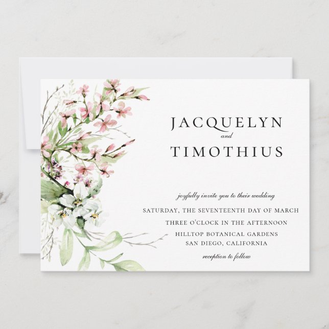 Elegant Wildflowers Wedding Invitation (Front)
