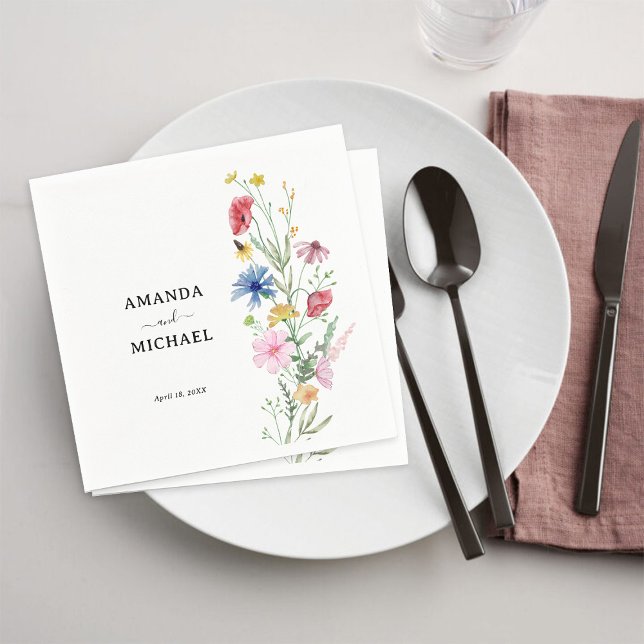 Elegant Wildflowers Wedding Napkin (Creator Uploaded)