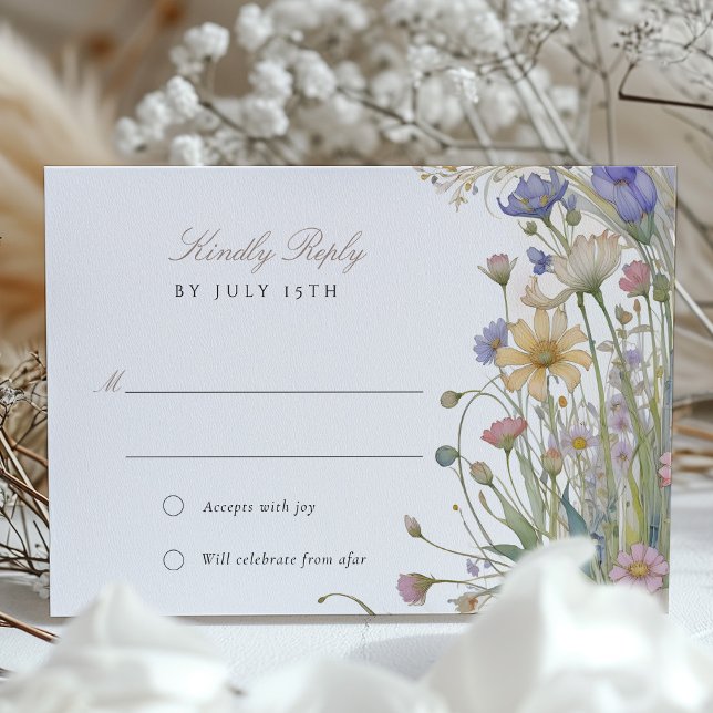 Elegant Wildflowers Wedding RSVP Card Pastel (Creator Uploaded)