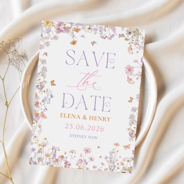 Elegant Wildflowers Wedding Save the Date Invitation (Creator Uploaded)