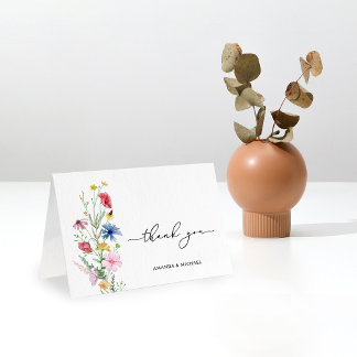 Elegant Wildflowers Wedding Thank You Card