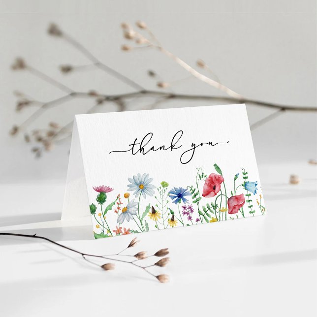 Elegant Wildflowers Wedding Thank You Card (Creator Uploaded)