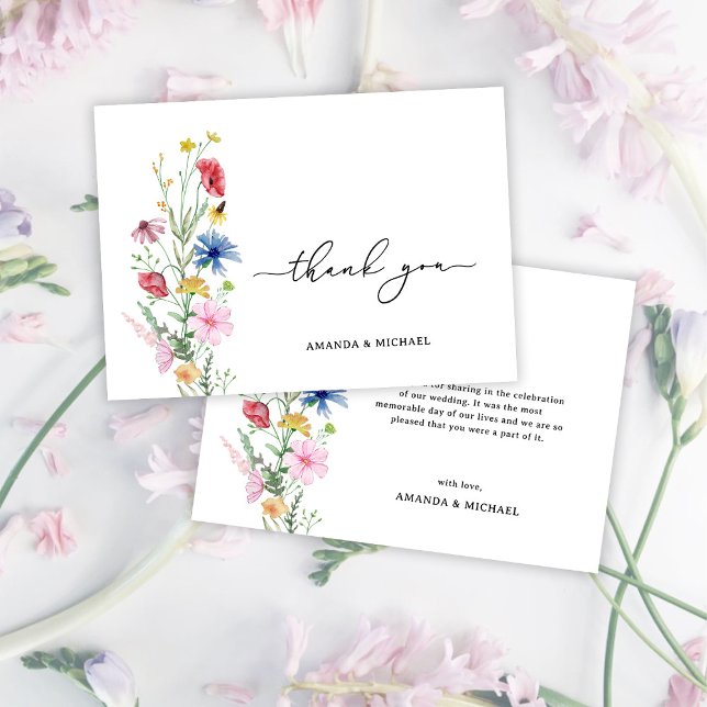 Elegant Wildflowers Wedding Thank You Card (Creator Uploaded)