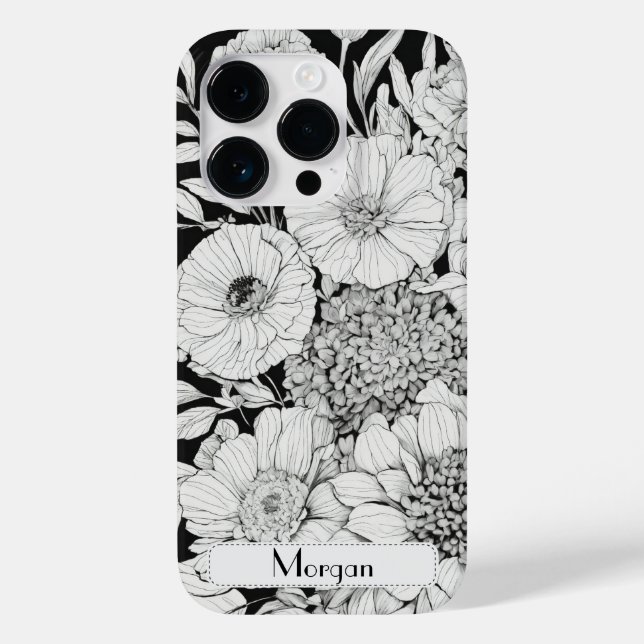 Elegant Wildflowers white and black Case-Mate iPhone Case (Back)