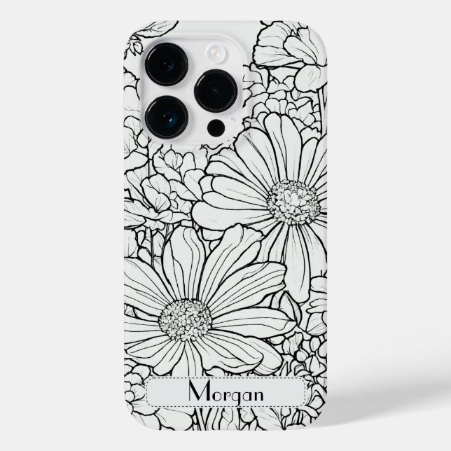 Elegant Wildflowers white and black Case-Mate iPhone Case (Back)