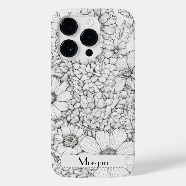 Elegant Wildflowers white and black Case-Mate iPhone Case (Back)