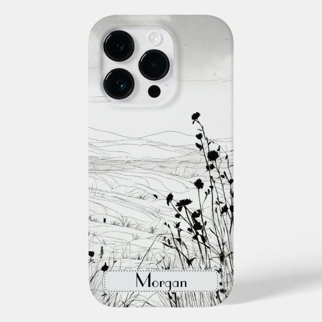 Elegant Wildflowers white and black Case-Mate iPhone Case (Back)