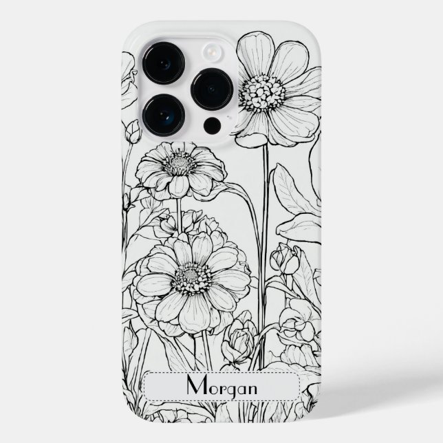 Elegant Wildflowers white and black Case-Mate iPhone Case (Back)