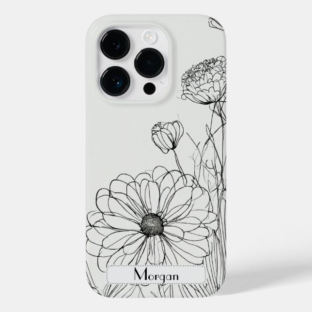 Elegant Wildflowers white and black Case-Mate iPhone Case (Back)