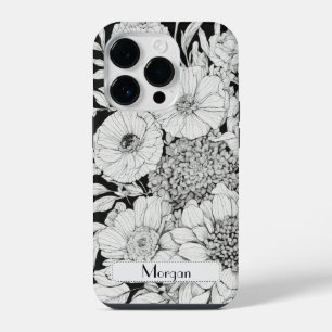 Elegant Wildflowers white and black iPhone 14 Pro Case