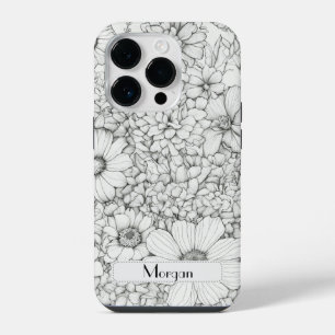 Elegant Wildflowers white and black iPhone 14 Pro Case