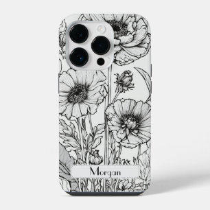 Elegant Wildflowers white and black iPhone 14 Pro Case