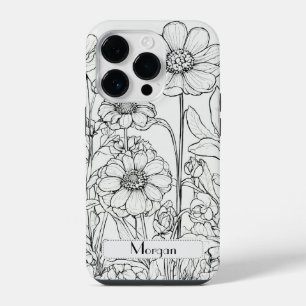 Elegant Wildflowers white and black iPhone 14 Pro Case