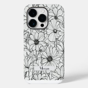 Elegant Wildflowers white and black iPhone 14 Pro Case