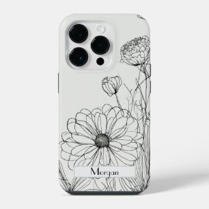 Elegant Wildflowers white and black iPhone 14 Pro Case