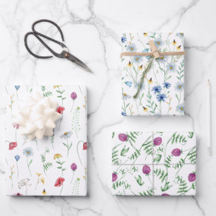 Elegant Wildflowers Wrapping Paper Sheet