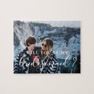 Elegant Will you be my bridesmaid photo Jigsaw Puzzle