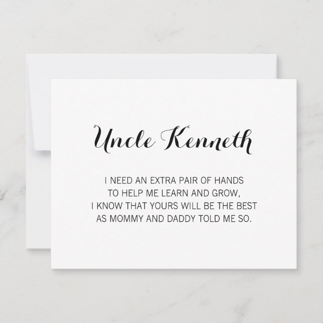 Elegant Will You Be My Godfather Proposal Invitation (Front)