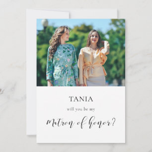 Elegant Will you be my Matron of honour photo card