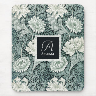 Elegant William Morris Anemone with Monogram Mouse Pad