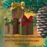 Elegant William Morris Christmas Every Day Wrapping Paper Sheet<br><div class="desc">A set of 3 coordinating William Morris patterns perfect for holidays or every day. Styled in earthy warm colours,  they have a vintage yet contemporary look.</div>