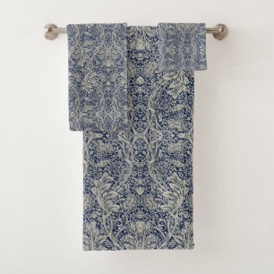 Elegant William Morris Floral Blue White Pattern   Bath Towel Set