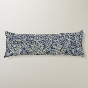 Elegant William Morris Floral Blue White Pattern   Body Cushion