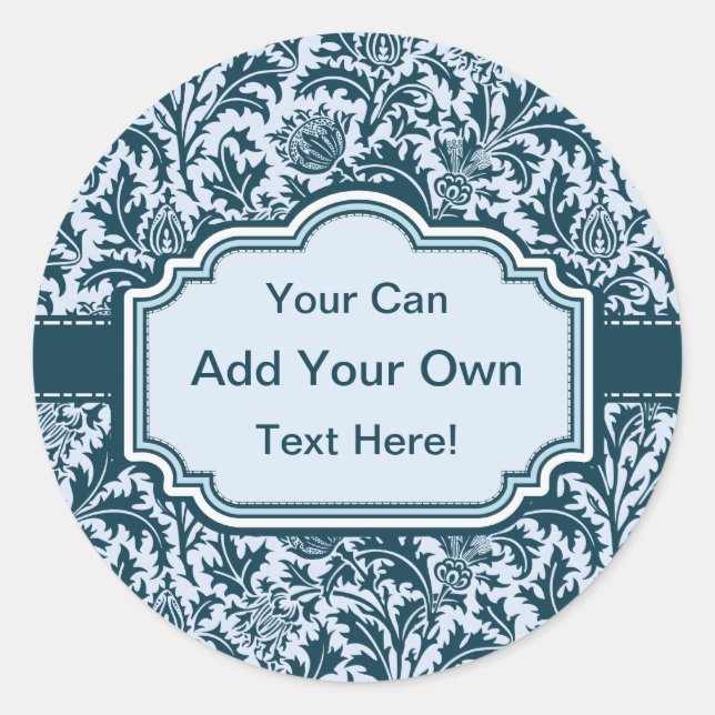 Elegant William Morris Floral Thistle Pattern Classic Round Sticker (Front)