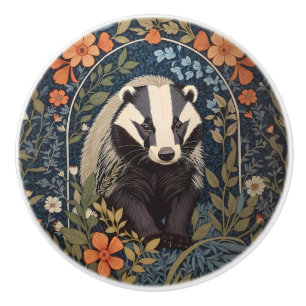 Elegant William Morris Inspired Badger Ceramic Knob