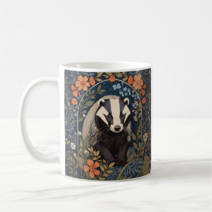 Elegant William Morris Inspired Badger Coffee Mug