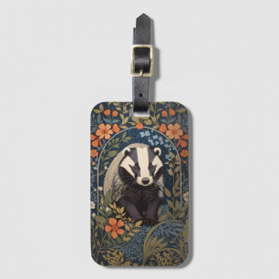 Elegant William Morris Inspired Badger Luggage Tag