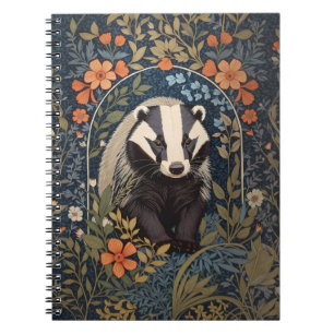 Elegant William Morris Inspired Badger Notebook