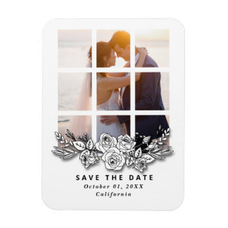 Elegant Window with Image Wedding Save the Date Magnet