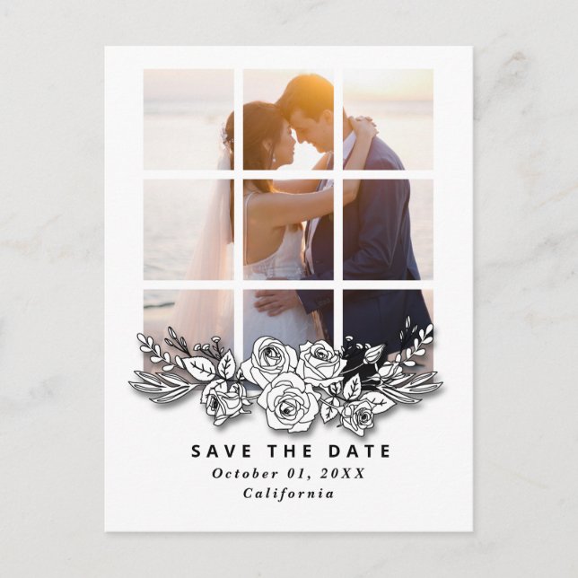 Elegant Window with Image Wedding Save the Date Postcard (Front)