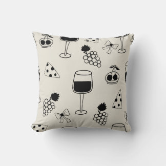 Elegant Wine and Cheese Pattern Cushion