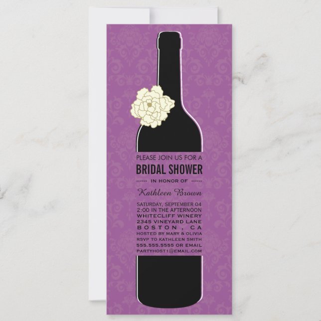 Elegant Wine Bridal Shower Invitations (Front)