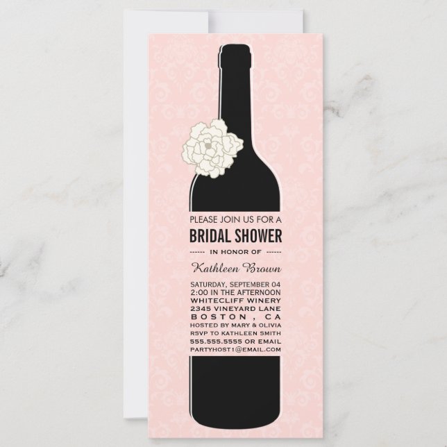 Elegant Wine Bridal Shower Invitations (Front)