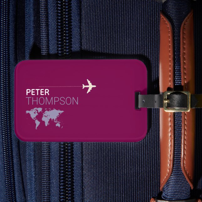 Elegant Wine Colour Luggage Tag (Front Insitu 4)