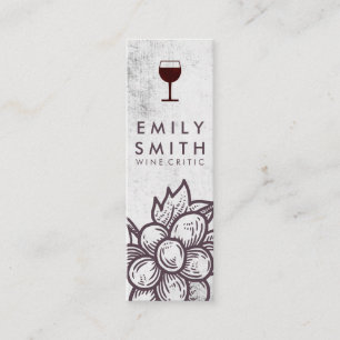 Elegant Wine Glass Rustic Grapes Mini Business Card