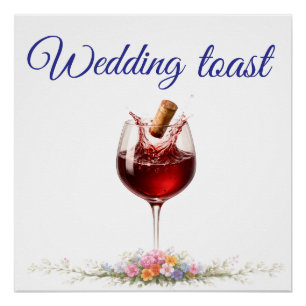 Elegant Wine Glass Splash Wedding  Poster