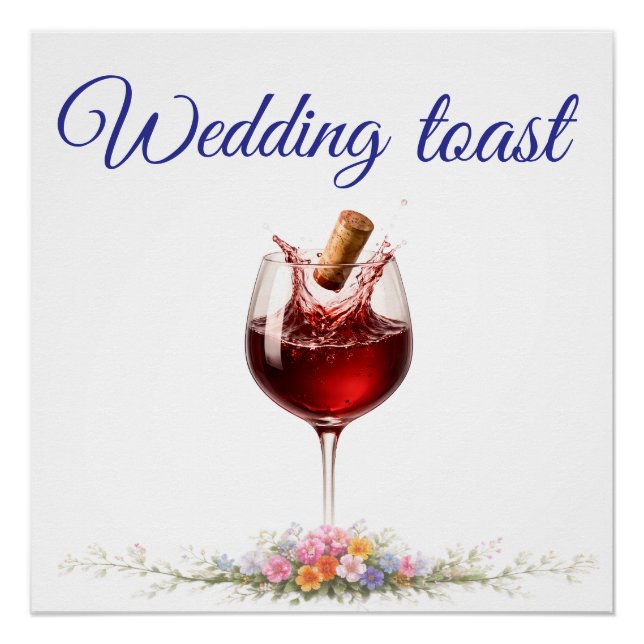 Elegant Wine Glass Splash Wedding  Poster (Front)