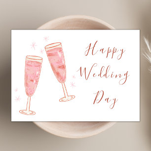 Elegant Wine Glasses Modern Chic Happy Wedding Day Card