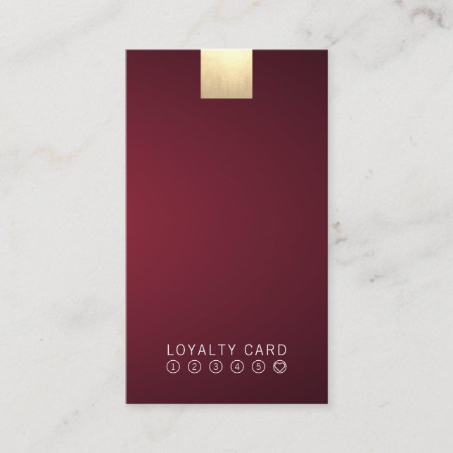 Elegant Wine Gradient Gold Loyalty Punch Vertical Business Card (Front)