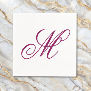 Elegant Wine Monogram Initial  Napkin