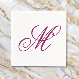 Elegant Wine Monogram Initial  Napkin