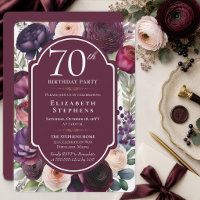 Elegant Wine Ranunculus Floral 70th Birthday Party