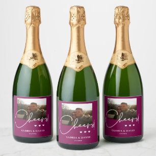 Elegant Wine Red Cheers Wedding Sparkling Wine Label
