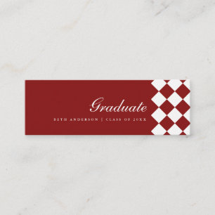 Elegant Wine Red Chequered Graduation Name Card