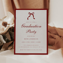 Elegant Wine Red Coquette Bow Graduation Party