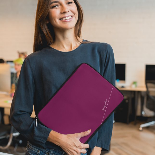 Elegant Wine Red with Name Laptop Sleeve (Creator Uploaded)